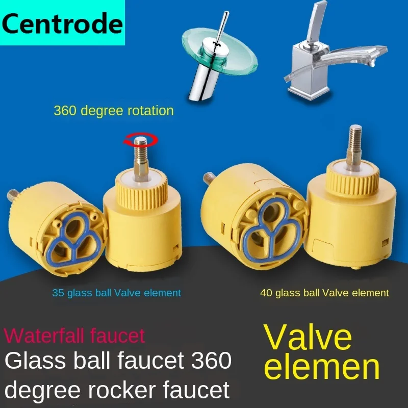 Glass basin faucet 35/40 ceramic valve core cold and hot water mixing valve core waterfall rocker ball arm kitchen faucet accessories