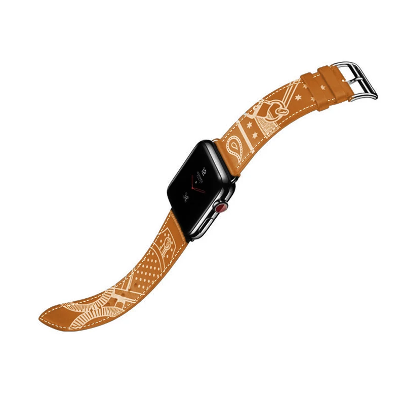 Для Apple Watch Series 4 5 40 мм 44 мм ремешок из натуральной кожи для часов herm Apple Watch Band Series 1 2 3 Ремешки для наручных часов браслет - Цвет ремешка: TT-Brown