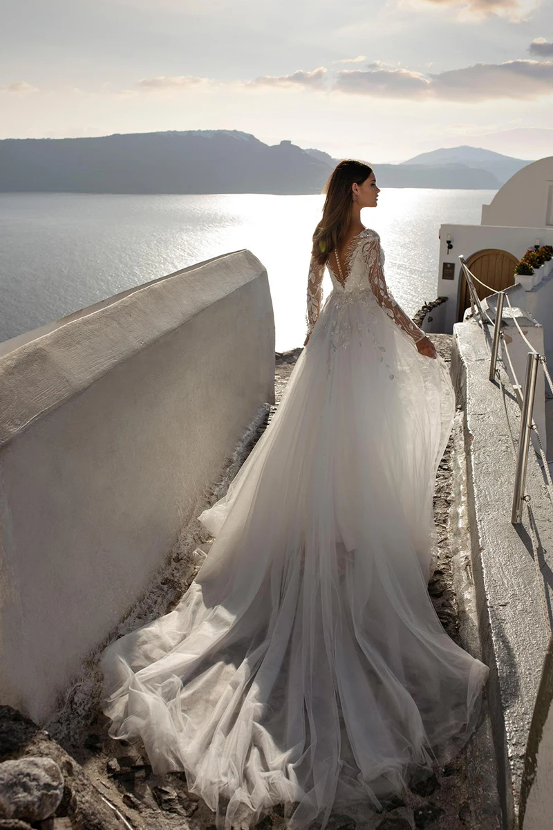 de noiva vintage, elegante, mangas compridas, vestidos de casamento 2020