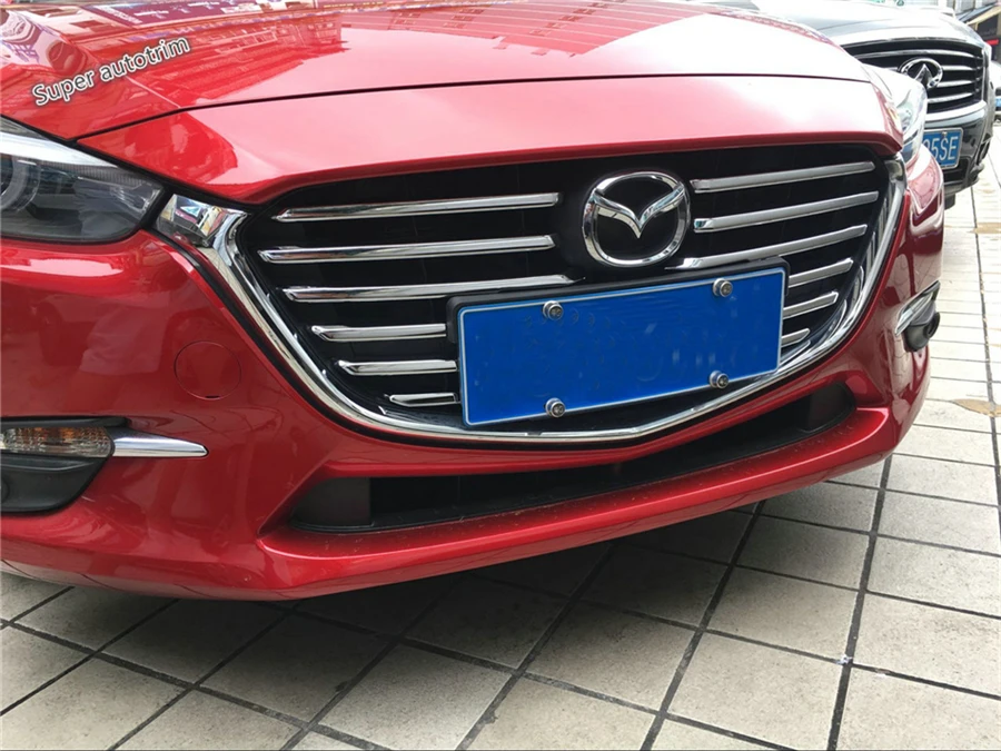 Lapetus хромированная яркая Передняя решетка для гриля Накладка для Mazda 3 AXELA Sedan Hatchback ABS аксессуары для экстерьера