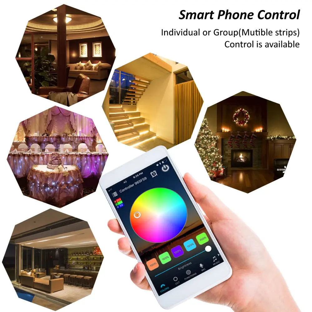 US $10.49 WIFI RGB LED Strip Lights With RF Remote Google Home Alexa App Control Music Sync 5050 RGB LEDStrip 5m 10m Ribbon 12V Adapter