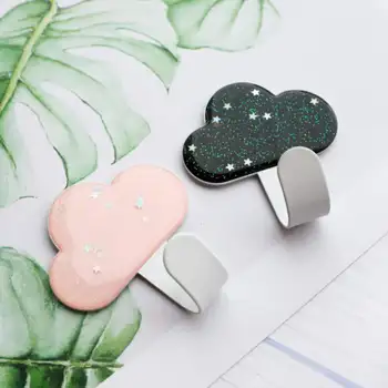 

2 Pcs Household Coat Hook Self-Adhesive Bag Hook Wall Decoration Key Storage Hook Cloud cat star heart shape Hat Hanger