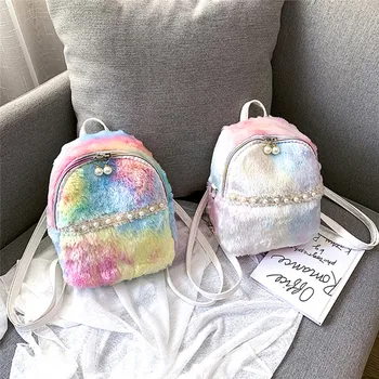 

Backpack Student Bag Women Girls Pearl Backpacks Rucksack For Teenager Plush Cartoon School Bags Travel Bag
