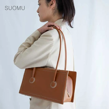 

Women retro vintage brown underarm shoulder bag simple large capacity totes bag office ladies handbag camel black