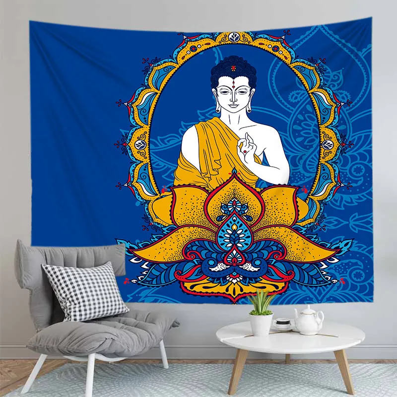 Customize Buddha Meditation Tapestry Wall Hanging Cloth For Home Living Room Decoration Beach Towel Square Or Rectangle | Дом и сад