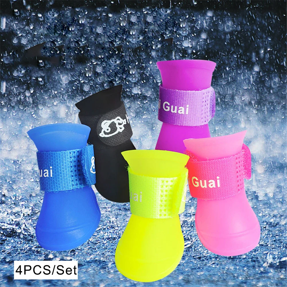 4pcs-Pet-Dog-Shoes-Waterproof-Rain-Pet-Shoes-for-Dog-Puppy-Rubber-Boots-Candy-Color-Puppy (6)