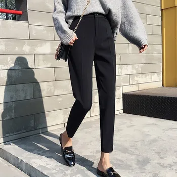

Black Pencil Pants Women Spring Autumn Casual Slim Fit Pants Office Lady Fashion Trousers