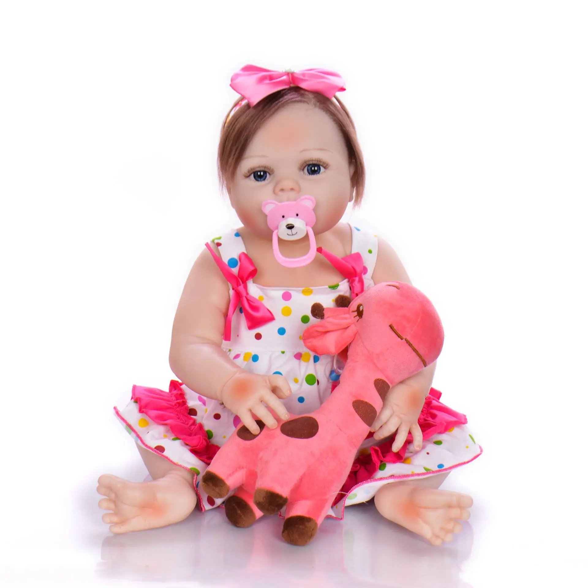 

57cm High Simulation Full Silicone Soft Baby Doll, Cute and Exquisite Humanoid Doll, Limbs Can Be Active Children Gift Dolls