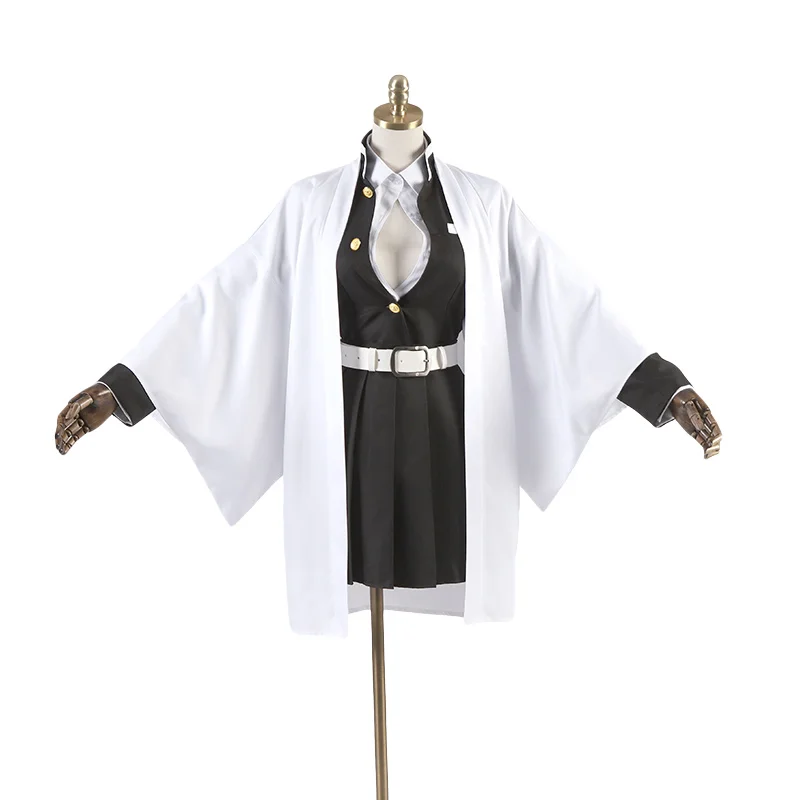 

Anime Demon Slayer: Kimetsu no Yaiba Cos Kanroji Mitsuri Cosplay Costume Woman 6in1 Coat+Shirt+Black Top+Skirt+Belt+Socks