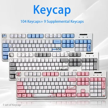 

Dye-subbed PBT Keycap 104 Keycaps+ 9 Supplemental Keycaps OEM Profile Keycaps For MX Switches