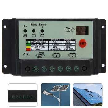 

1pcs 20A 41V Dual Battery Solar Charge Controller Regulator Solar Power Controllers 12V or 24V Electrical Equipment & Supplies