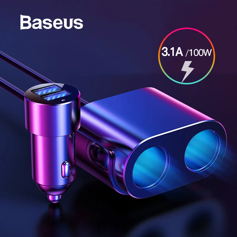 

Baseus Car Charger Cigarette Lighter Socket Splitter Hub Power Adapter for iPhone Samsung Mobile Phone Expander Charger DVR GPS