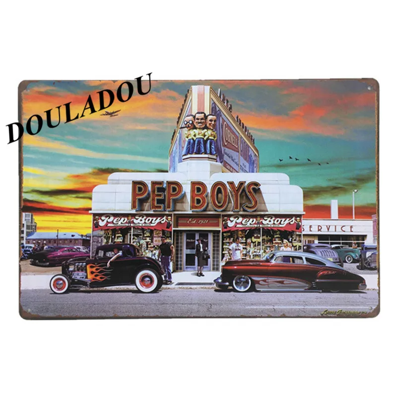[Douladou] полный сервис гараж Pin Up Девушка с автомобилем винтажная металлическая жестяная вывеска Бар Паб украшение стены ретро табличка плакат 30*20 см
