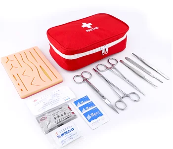 

Silicone wound skin model surgical suture training instrument kit debridement needle holder thread for medical students
