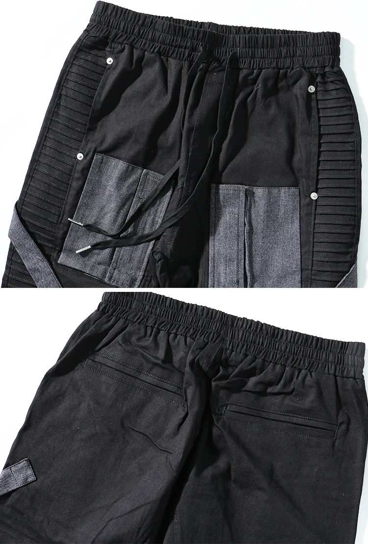 Мужские Плиссированные дизайнерские Свободные повседневные брюки-карго с эластичной резинкой на талии, Мужская Готическая уличная одежда