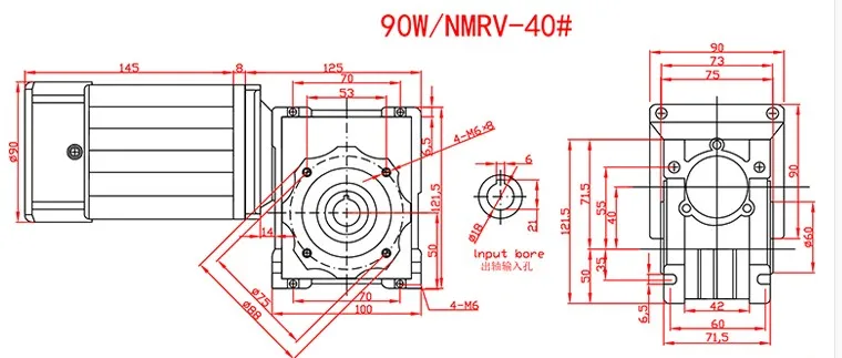 90 Вт 220 В червячный мотор-редуктор(мотор+ регулятор) RV40 однофазный двигатель переменного тока может CW и CCW мотор