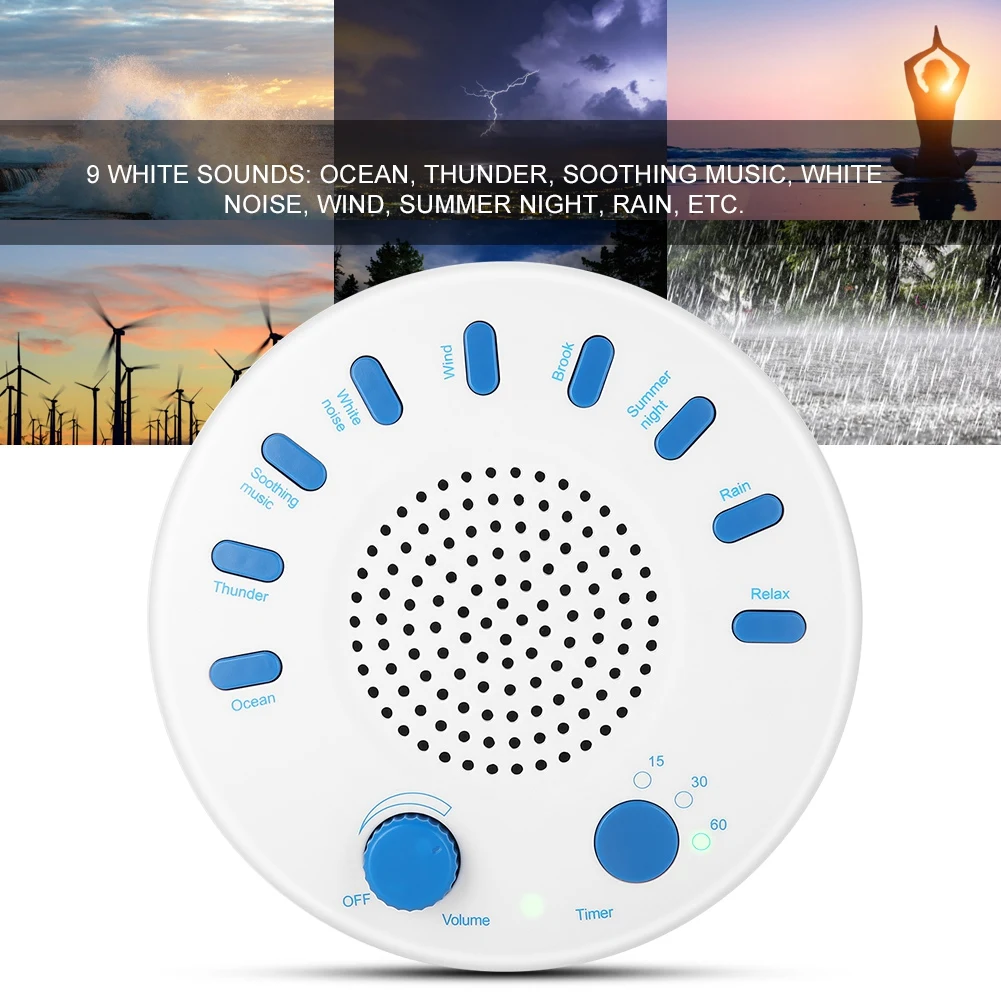Portable White Noise Sound Machine Baby Light Sleep Therapy Regulator with 9 Plant Soothing Sound Baby 2