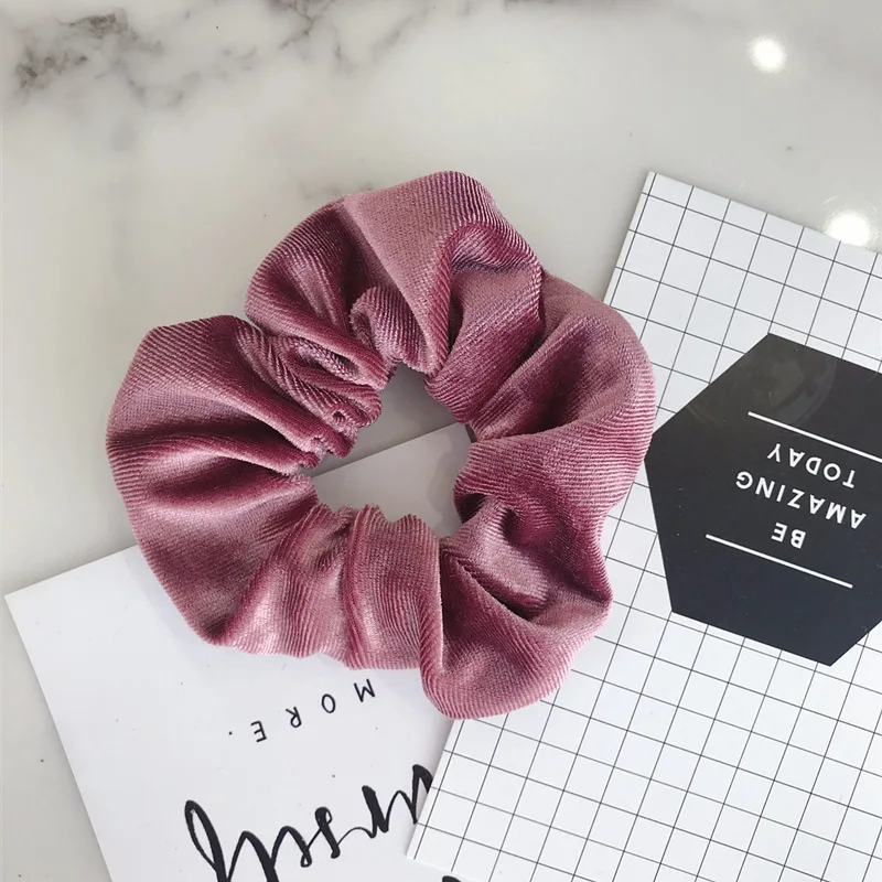 dark pink 11 шт./лот, простые, pleuche бесшовные эластичные резинки для волос, одноцветные модные головные уборы, элегантные аксессуары для волос для женщин - Цвет: dark pink