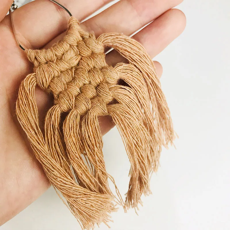 Cpop новые Бохо ручной работы переплетения длинные макраме Серьги Этнические перья бахрома серьги с кисточками подарок для невесты женские аксессуары, бижутерия