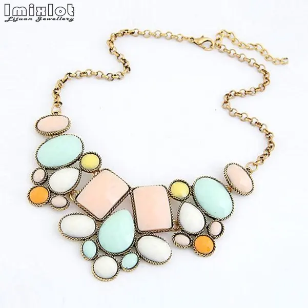 Multi Модное Золотое эффектное ожерелье s& Подвески для женщин Collier Femme винтажное геометрическое ожерелье из смолы ожерелье женское колье ювелирные изделия - Окраска металла: Multi