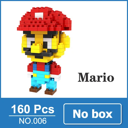 Mario Bros блоки игрушечная фигурка модель Марио Принцесса Персик Боузер строительные блоки японская игра игрушка для подарка игрушки для ребенка - Цвет: Mario no box