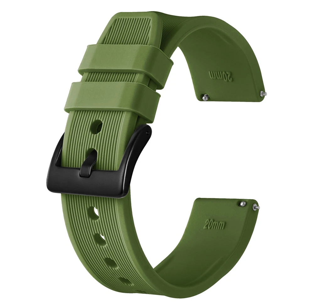 Anbeer резиновый ремешок для часов 18 мм/20 мм/22 мм/24 мм Рождество красные, черные Quick Release спортивные, для дайвинга Часы в силиконовом корпусе сменный ремешок - Цвет ремешка: Army Green