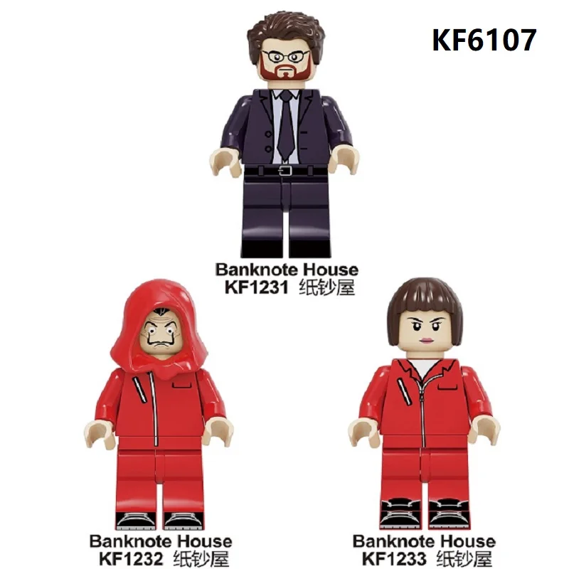 

20Pcs Building Blocks Suspense Movie Banknote House Money Heist Killer John Wick Figures Collection Toys For Children KF6107