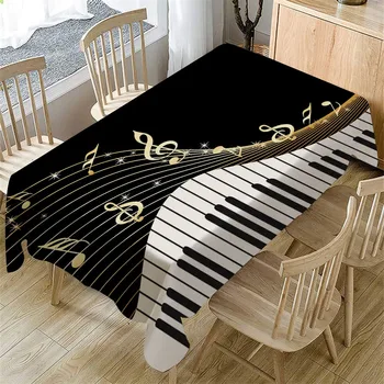 

Piano Musical Note Pattern TableCloth Rectangular Tea Table Cover Dining Home Decor Dustproof Single Side Printing 140x80cmF1127