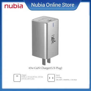 

Universal 100V-240V Nubia GaN Charger USB C 65W Fast Wall Charger Type C Port for iPhone 12 11 Pro Max,iPad,Xiaomi,Samsung