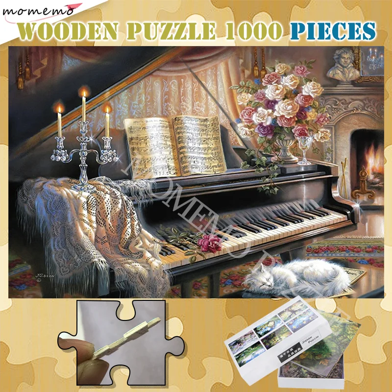 Взрослые 300 500 1000 штук деревянные головоломки пианино картина маслом головоломки индивидуальные головоломки игры игрушки для детей домашний декор
