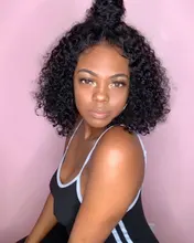 Rizado de la onda de agua Bob peluca del pelo humano del frente del cordón pelucas con minimechones pelo brasileño BOB corto peluca para las mujeres negras