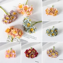 

New peony silk flower simulation small camellia fake flower DIY flower ball handmade garland decoration small bouquet