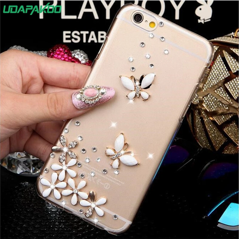 

For iphone 7 8 plus Butterfly floret Rhinestone plastic mobile Phone Case for iPhone 4 4S 5S SE 5C 6 6S 7 8 Plus X XS MAX XR X S