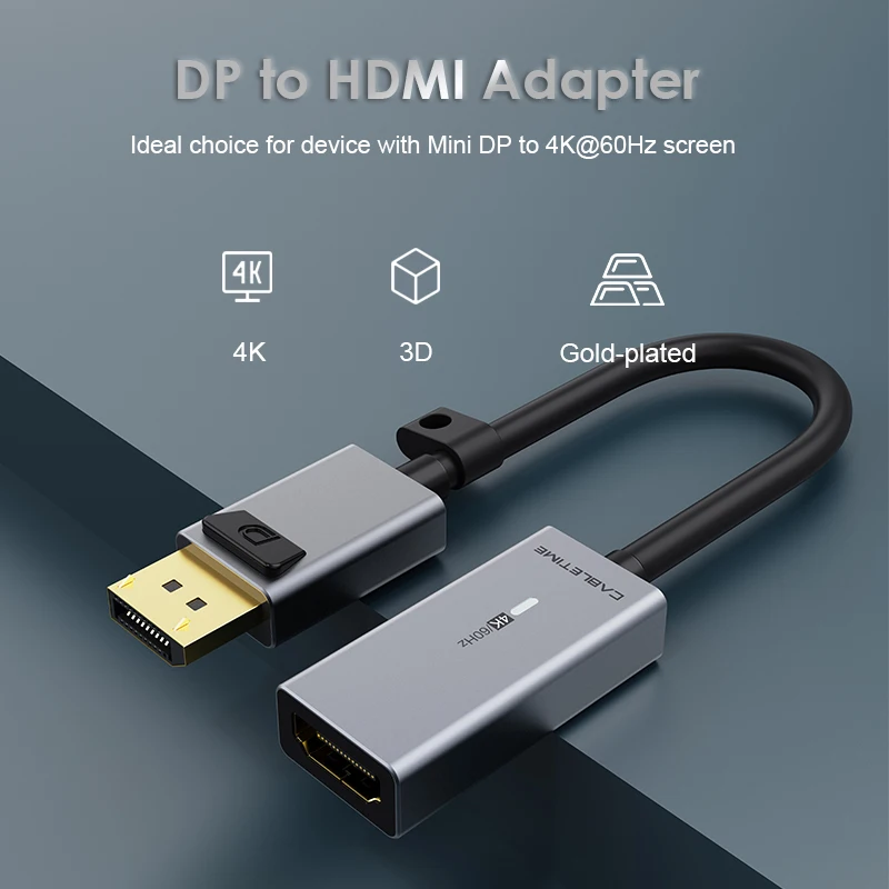 CABLETIME ÷ Ʈ-HDMI , ݵ DP-HDMI  ÷ , Ʈ PC, C314, 4K, 60Hz