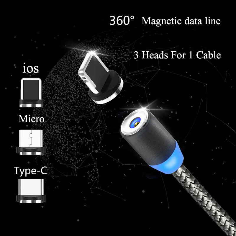 1 м 2 м Магнитный кабель Micro usb type C кабель для iPhone 11 Pro Max samsung A50 A70 huawei P30 P20 Lite Pro Линия быстрой зарядки