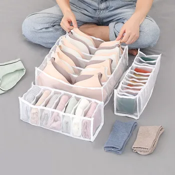

Foldable Underwear Storage Box with 6/7/11 Compartments Socks Bra Underpants Wardrobe Drawer Closet Organizer Nylon Divider Box