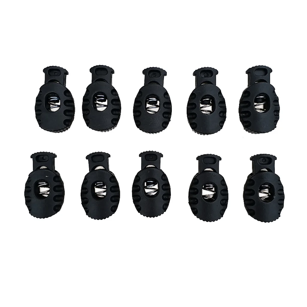 10/50 Pcs/pack Single Hole Cord Lock with Spring Load Plastic Spring Toggle Stopper Cord Rope End Locks for Drawstrings 