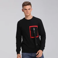 AlexPlein Round Neck Sweatshirt Men's Fashion Clothing Basic 100% Cotton 2022 Winter Plain Pocket High Quality Leisure Wear Hot 3