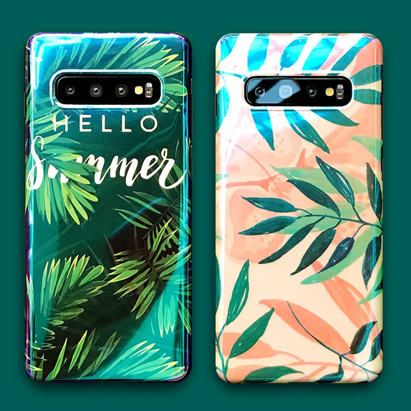 

Vintage Flower Banana Leaf Print Blu-ray Case For Samsung Galaxy S10 S10e S10 Plus Silicone Cover Soft IMD Glossy Phone Cases