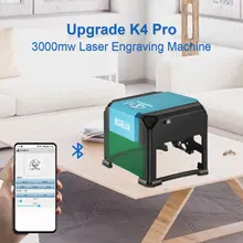 Wainlux cnc gravador a laser atualização k4 pro 3000mw mini madeira gravura fresadora bluetooth compatível gravura faixa de gravura 80*80mm