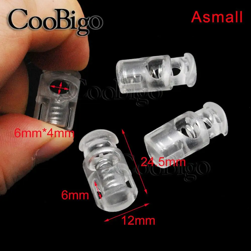 Plastic Clear Cord Lock Ends Bean Ball Stopper Transparent Toggle Clip Buckles