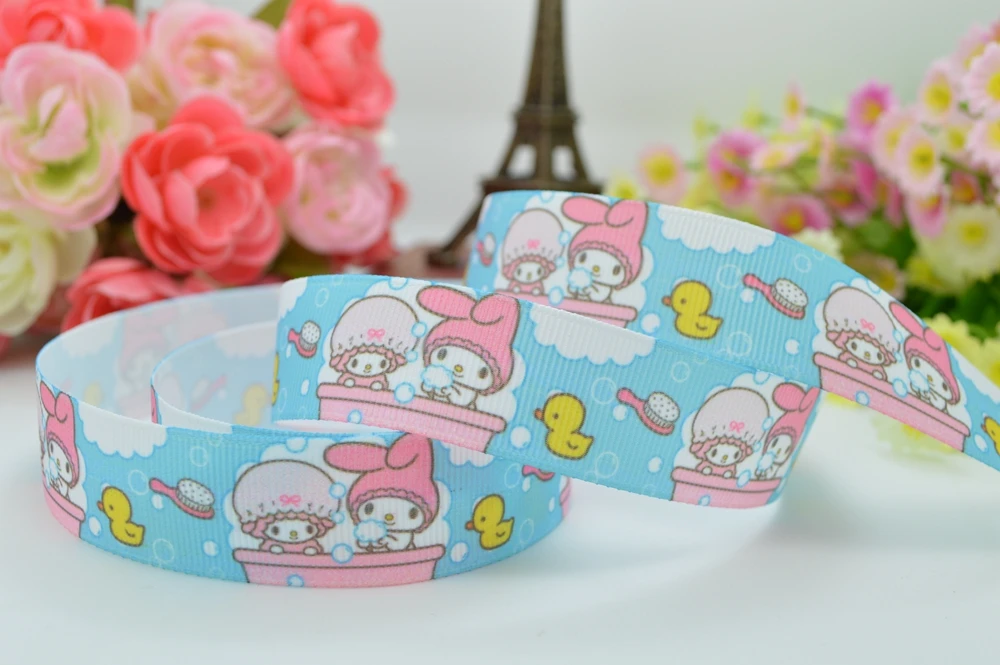 7/" 22 мм MY Melody напечатанная корсажная лента бант для волос вечерние украшения DIY ручной работы OEM 50YD