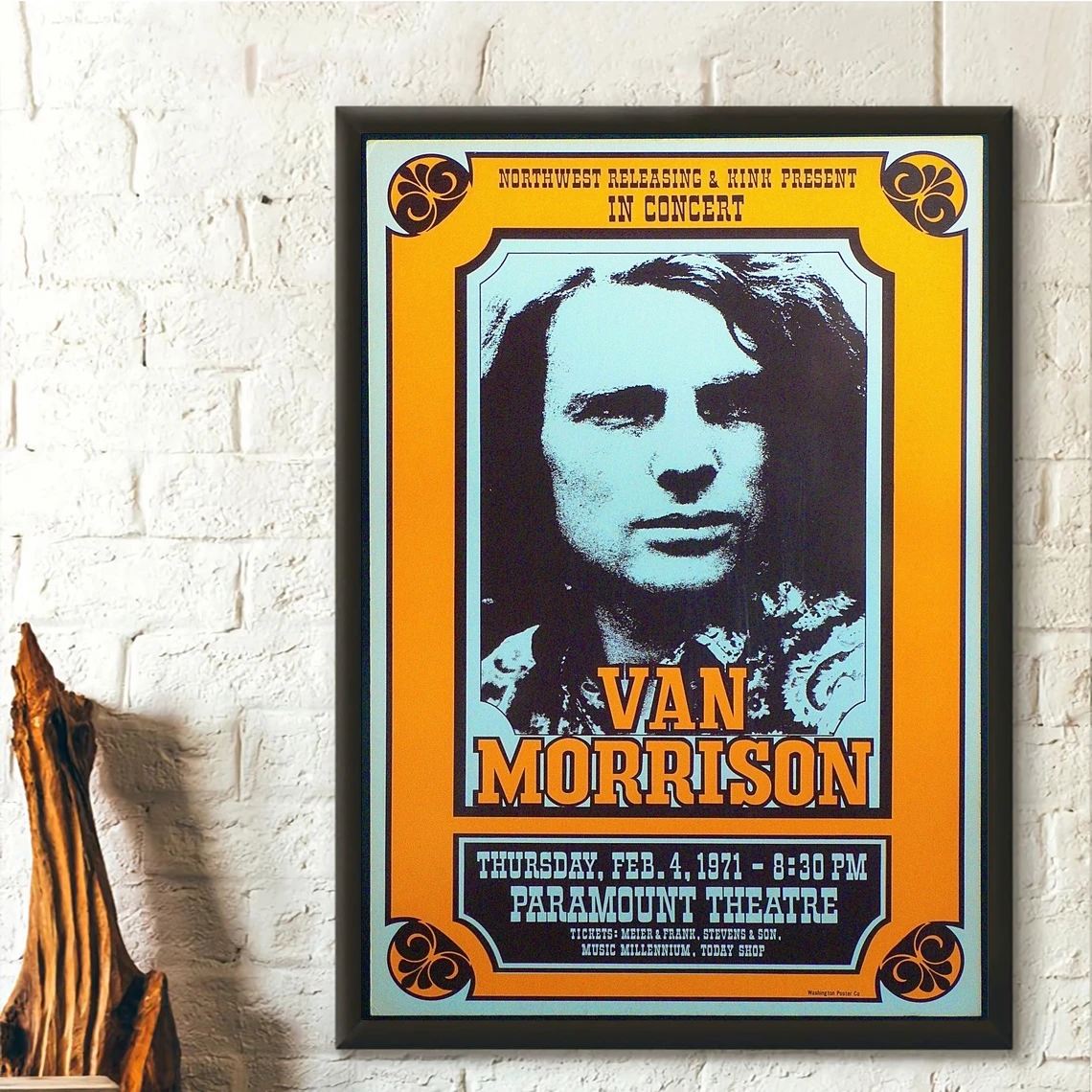 Van Morrison At The Paramount Theatre 1971 Vintage Music Art Poster