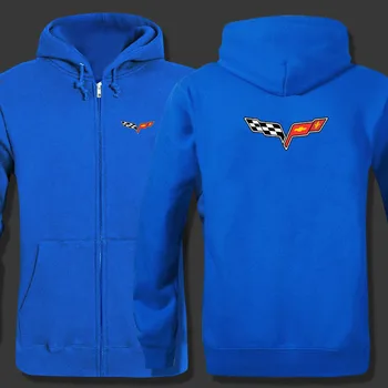 

Chevrolet corvette logo zipper Hooded Sweatshirt Winter Sweatshirts Zipper Jacket Cotton Coat Fashion Hoodie