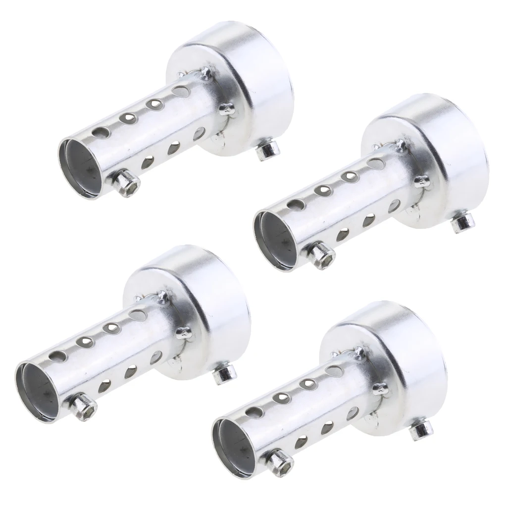 4 Pack Aluminum Universal Motorcycle Exhaust Silencer 48mm, 3 inch Length, Silver