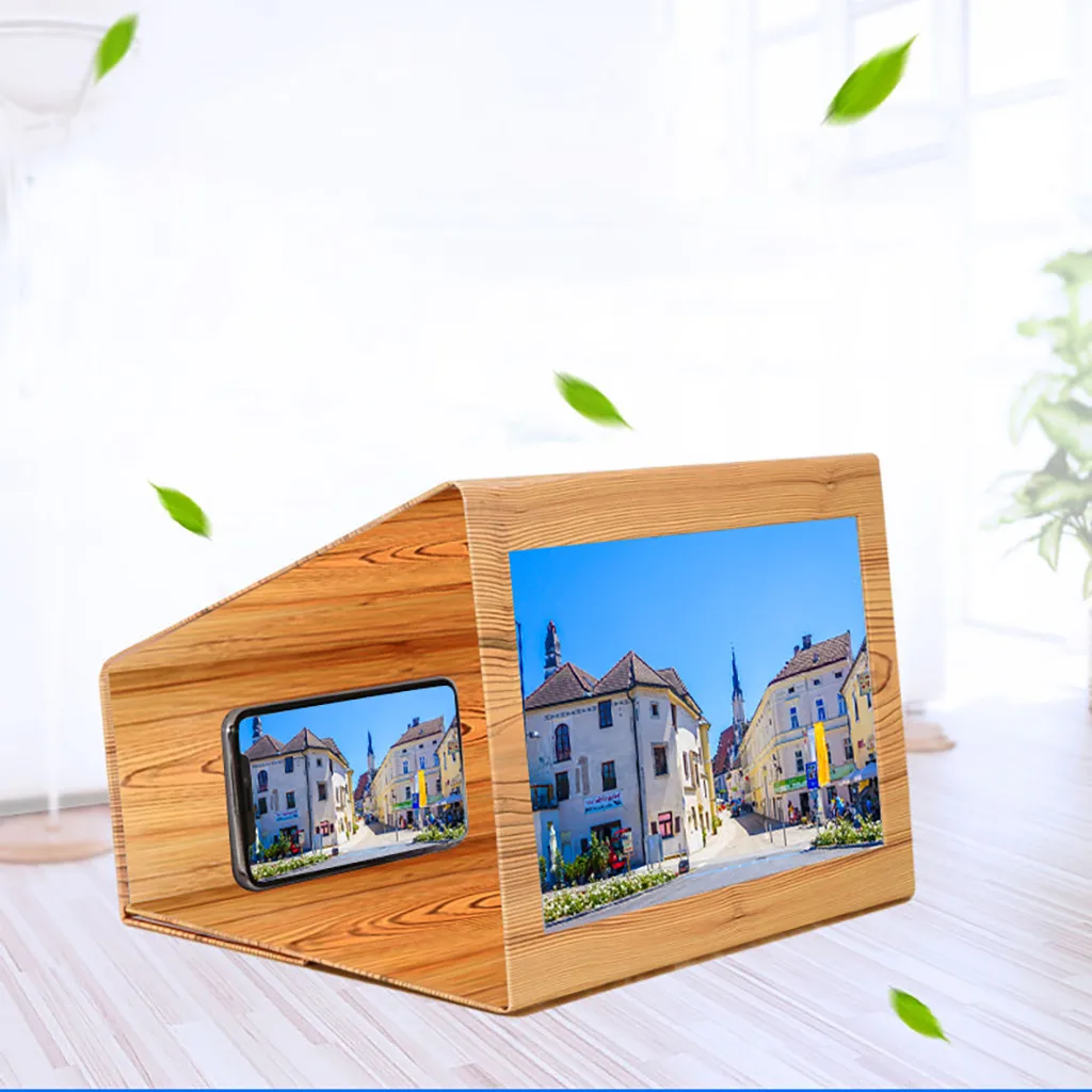 

12 inch large screen Wood Foldable Bracket Phone Screen Magnifier 3D HD Video Amplifier Mobile Phone Screen Amplifier