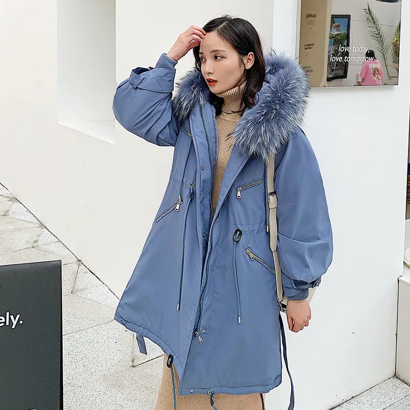

Slimming Mid-length 2019 Cotton-padded Jacket Years New Style Loose-Fit BF Waist Hugging Pike Trench Coat Korean-style Cotton Co