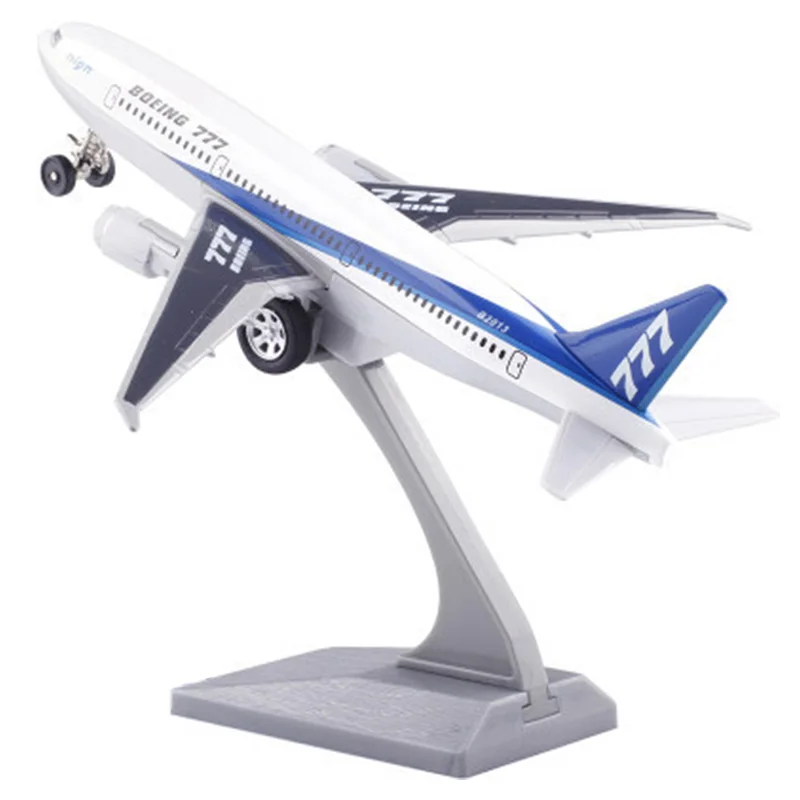 

FULL-Diecast Metal Plane Model Toys 7 Inch Boeing 777 Pull Back Replica with Sound & Light Aircraft Model for Kids Toys