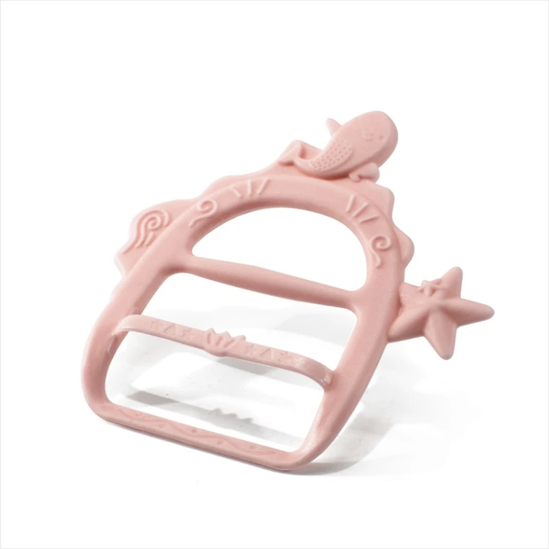 Pink Детское Силиконовое зубное кольцо ручной вязки mordedor de silicone Младенческая прорезыватель BPA БЕСПЛАТНО игрушка в виде животного FDA класс Прорезыватель игрушка - Цвет: Pink