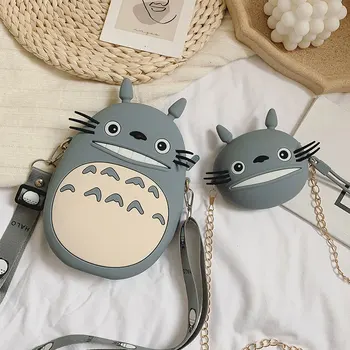 

Cute Cartoon Shoulder Bags Silicone Handbags Women Bags Totoro Designer Female Portable Purses And Handbags Soft Messenger Bags